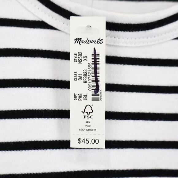 Madewell Cotton Perfect Crewneck Tee Jet Black Stripe Size XS NWT - Picture 4 of 6
